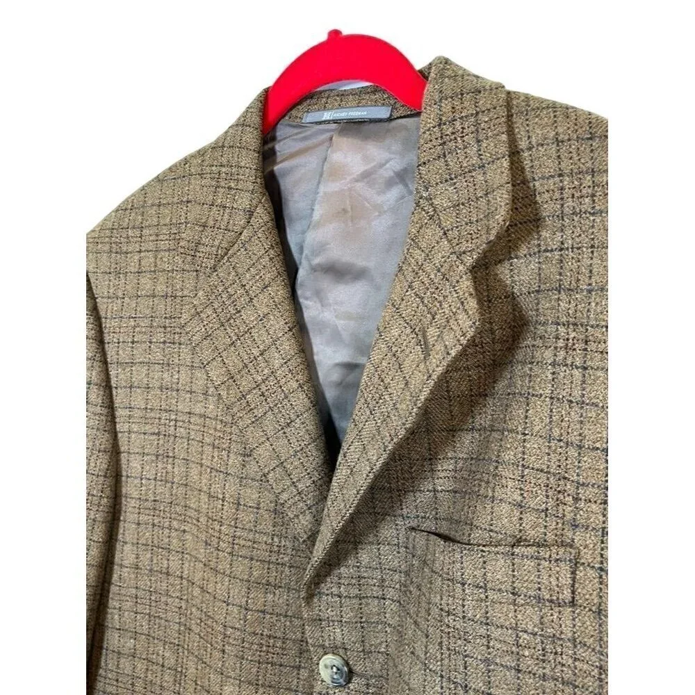 Hickey Freeman Wool Plaid Blazer 40” Brown Cashmere Luxury Old Money Preppy Chic - Picture 6 of 12